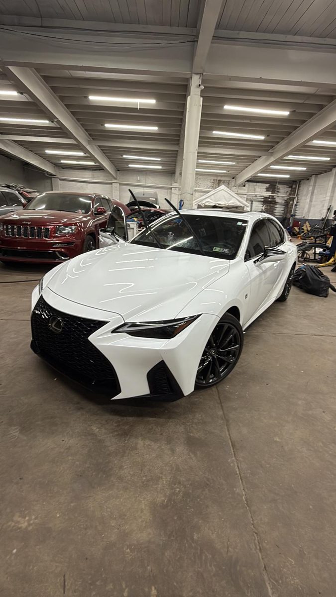 Lexus IS during windshield installation